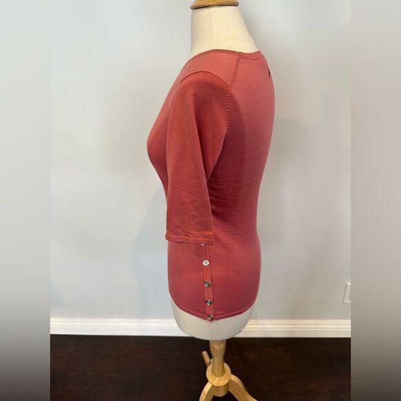 Burberry Women's Pink Short sleeve Silk Top T Shirt with Buttons Size Small - Picture 3 of 10